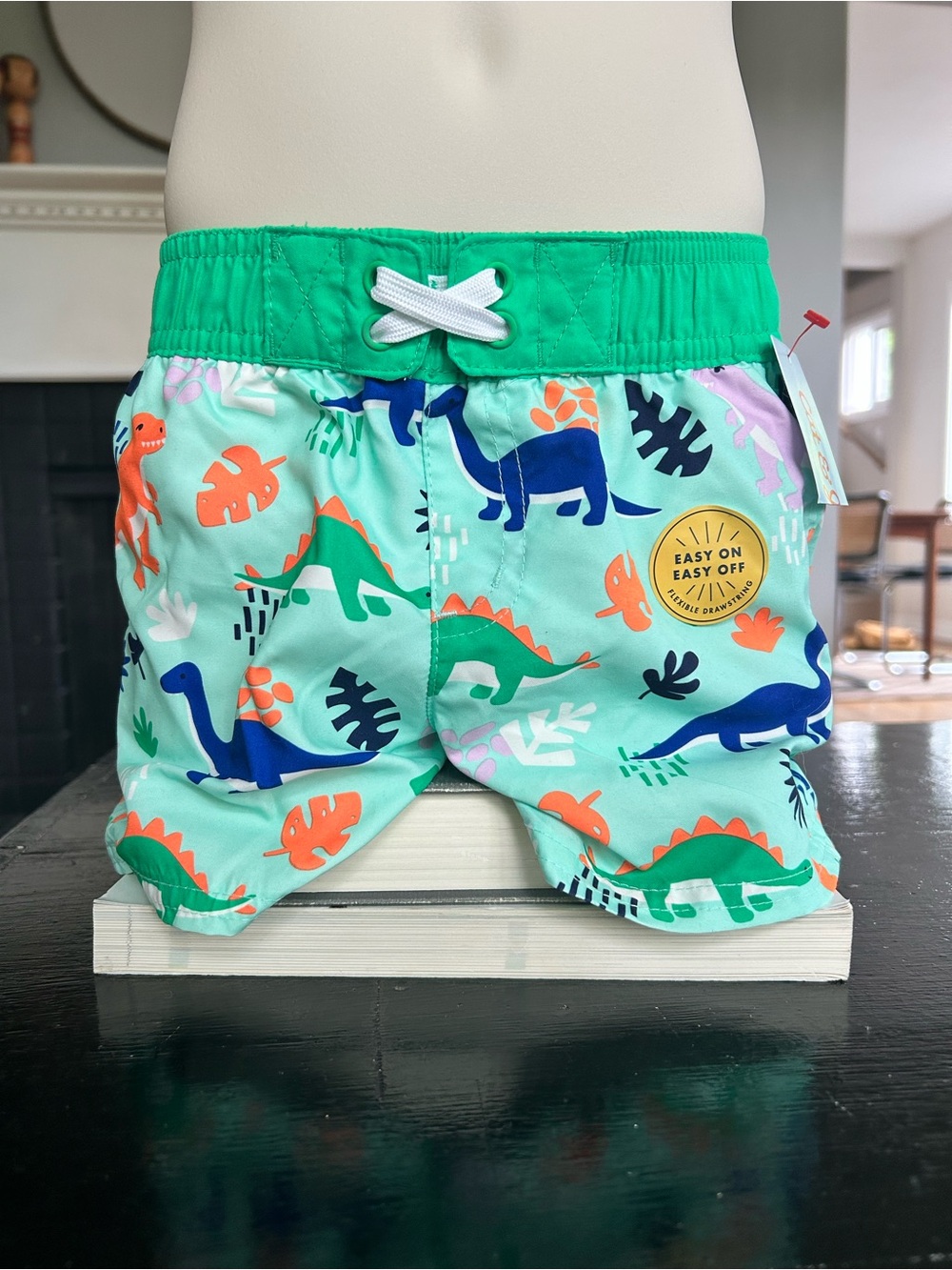 Set of 2 Cat & Jack Boys Swim Trunks — Dinosaur & Surf Van Print, NWT